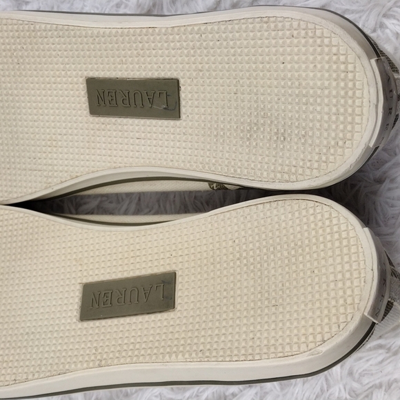 LAUREN Ralph Lauren Emilia Cream Canvas Nautical Slip On Flats 802077018 - Picture 7 of 14